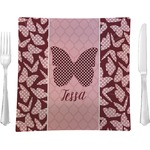 Polka Dot Butterfly 9.5" Glass Square Lunch / Dinner Plate- Single or Set of 4 (Personalized)