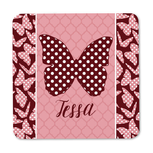 Polka Dot Butterfly Square Fridge Magnet - FRONT