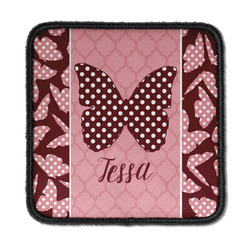 Polka Dot Butterfly Iron On Square Patch w/ Name or Text