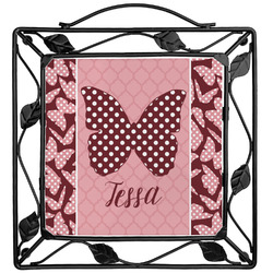 Polka Dot Butterfly Square Trivet (Personalized)