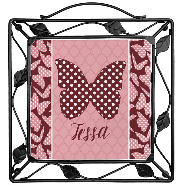 Custom Polka Dot Butterfly Square Trivet (Personalized)