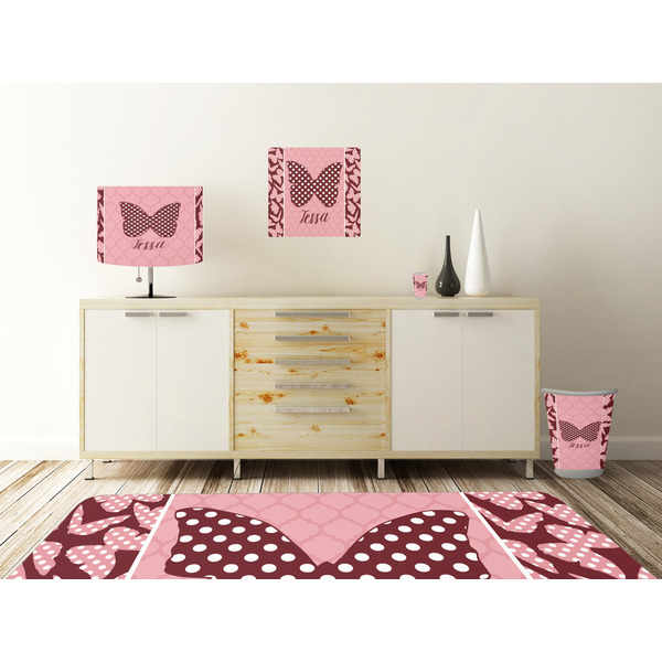 Polka Dot Butterfly Square Wall Decal Wooden Desk