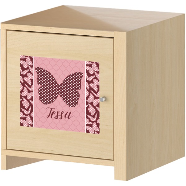 Polka Dot Butterfly Square Wall Decal on Wooden Cabinet