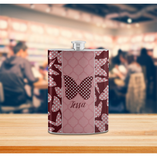 Polka Dot Butterfly Stainless Steel Flask - LIFESTYLE 2