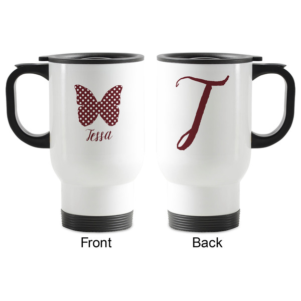 Polka Dot Butterfly Stainless Steel Travel Mug with Handle - Apvl