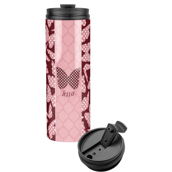 Custom Polka Dot Butterfly Stainless Steel Skinny Tumbler (Personalized)