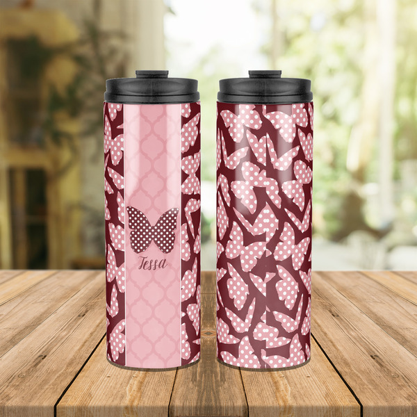 Polka Dot Butterfly Stainless Steel Tumbler - Lifestyle