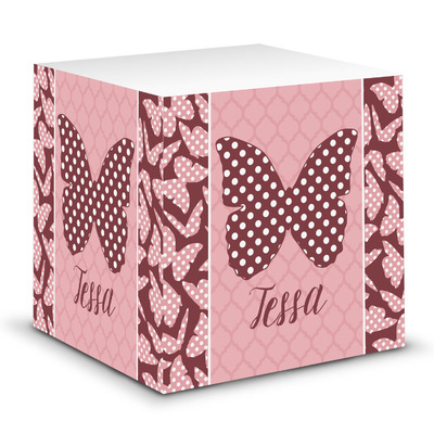 Custom Polka Dot Butterfly Sticky Note Cube (Personalized)