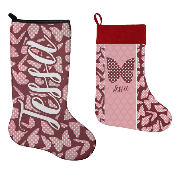 Polka Dot Butterfly Stockings - Side by Side compare