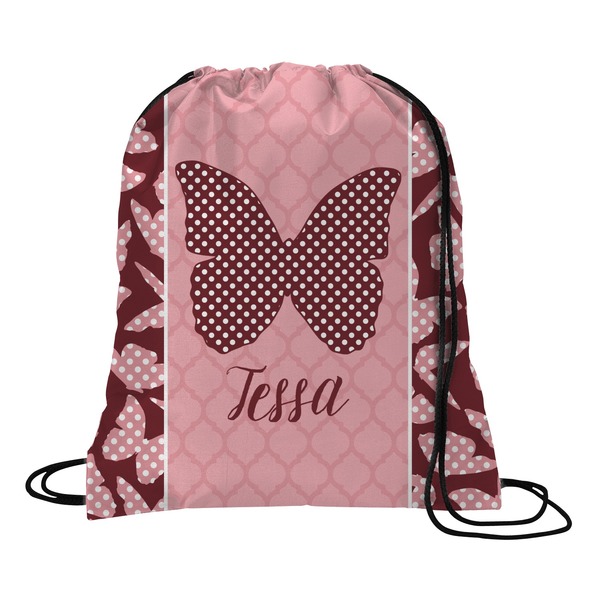 Custom Polka Dot Butterfly Drawstring Backpack - Medium (Personalized)