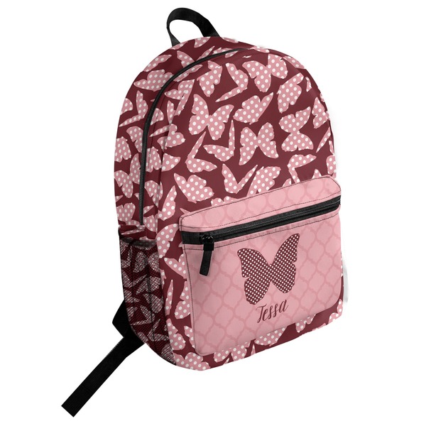 Custom Polka Dot Butterfly Student Backpack (Personalized)