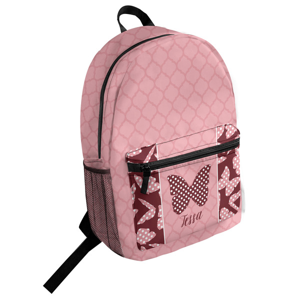 Custom Polka Dot Butterfly Student Backpack (Personalized)