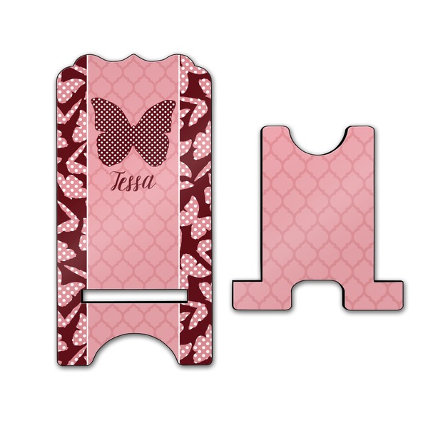 Polka Dot Butterfly Stylized Phone Stand - Front & Back - Large