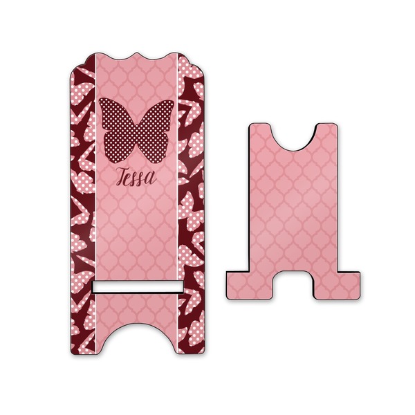 Polka Dot Butterfly Stylized Phone Stand - Front & Back - Small
