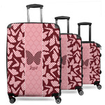 Polka Dot Butterfly 3 Piece Luggage Set - 20" Carry On, 24" Medium Checked, 28" Large Checked (Personalized)