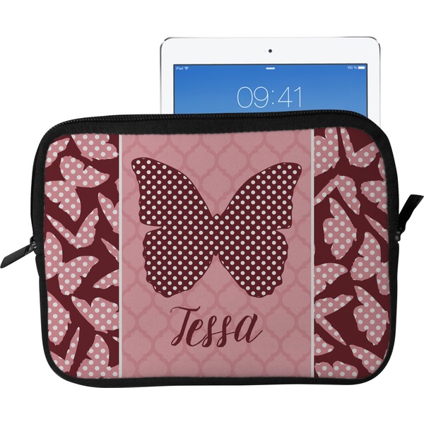 Custom Polka Dot Butterfly Tablet Case / Sleeve - Large (Personalized)