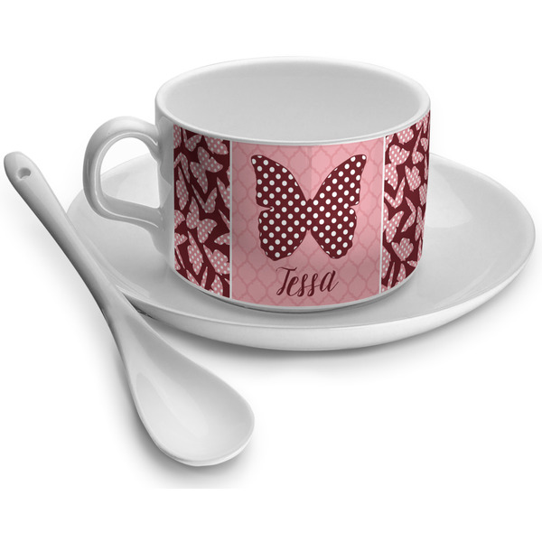 Custom Polka Dot Butterfly Tea Cup - Single (Personalized)