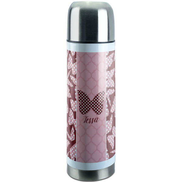 Custom Polka Dot Butterfly Stainless Steel Thermos (Personalized)