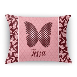 Polka Dot Butterfly Rectangular Throw Pillow Case (Personalized)
