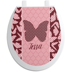 Polka Dot Butterfly Toilet Seat Decal - Round (Personalized)