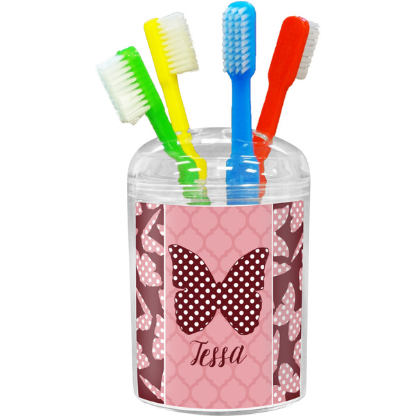 Custom Polka Dot Butterfly Toothbrush Holder (Personalized)