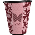 Polka Dot Butterfly Waste Basket - Single Sided (Black) (Personalized)