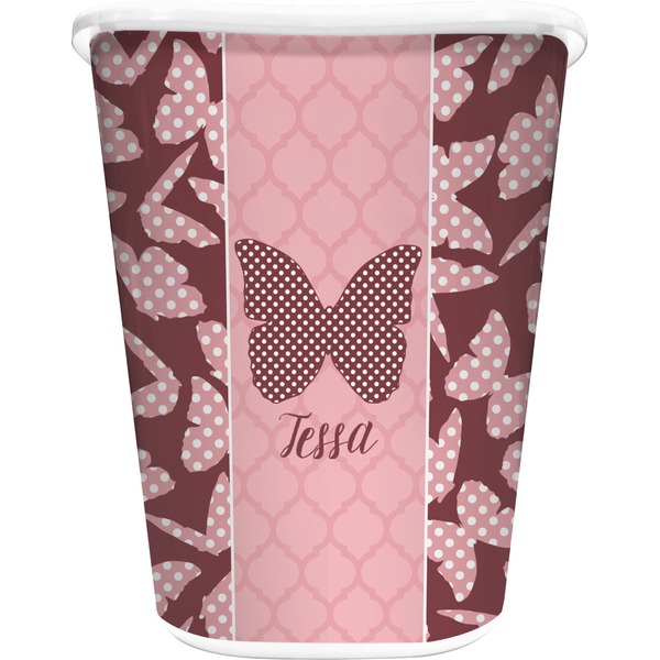 Custom Polka Dot Butterfly Waste Basket (Personalized)