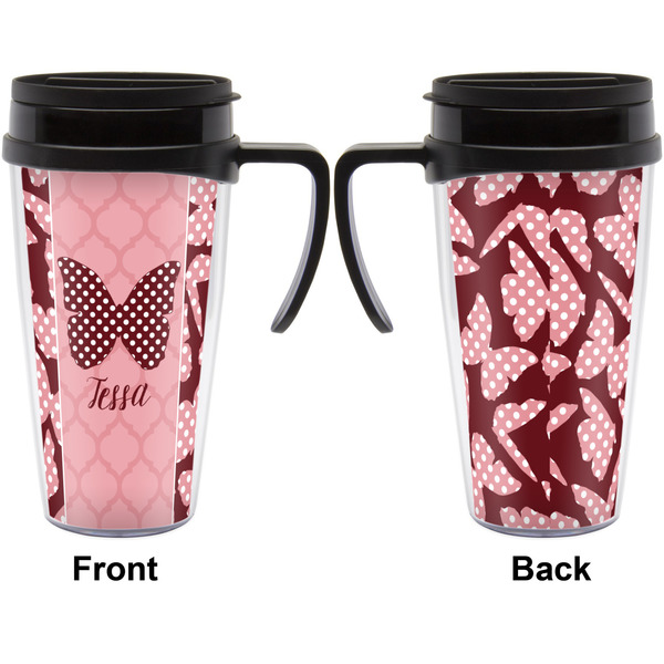 Polka Dot Butterfly Travel Mug with Black Handle - Approval