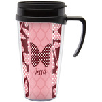 Polka Dot Butterfly Acrylic Travel Mug with Handle (Personalized)