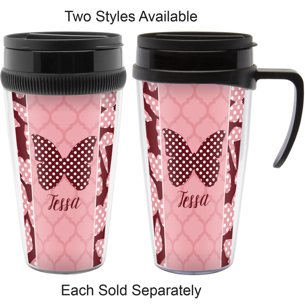 Polka Dot Butterfly Travel Mugs - with & without Handle