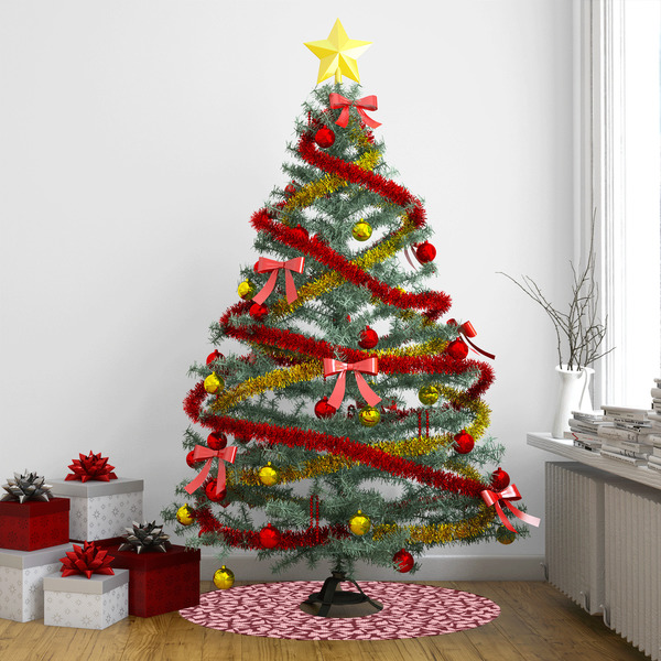 Polka Dot Butterfly Tree Skirt - In context