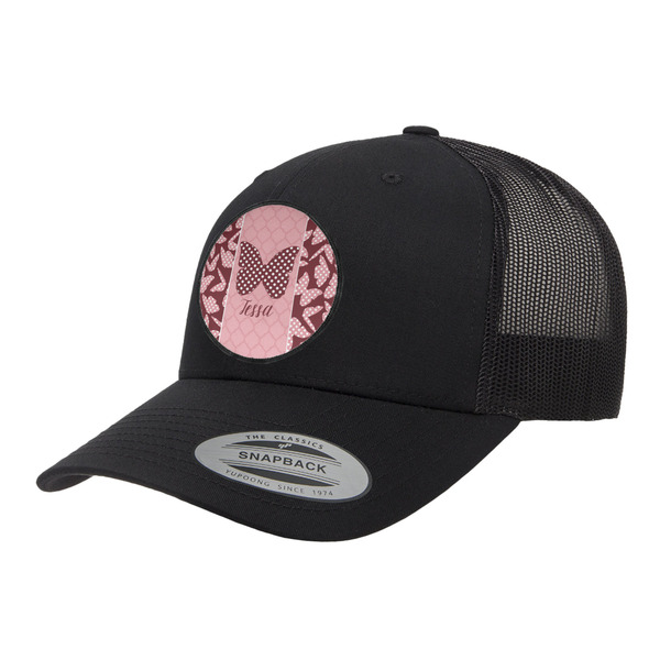 Custom Polka Dot Butterfly Trucker Hat - Black (Personalized)