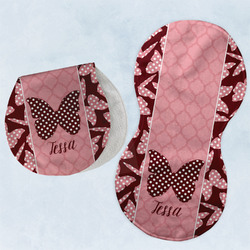 Polka Dot Butterfly Burp Pads - Velour - Set of 2 w/ Name or Text