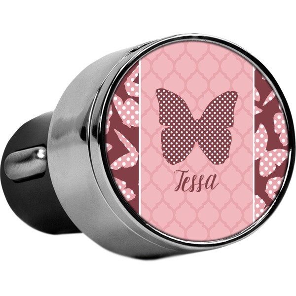 Custom Polka Dot Butterfly USB Car Charger (Personalized)