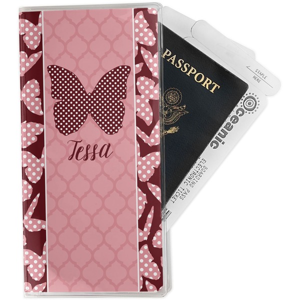 Custom Polka Dot Butterfly Travel Document Holder
