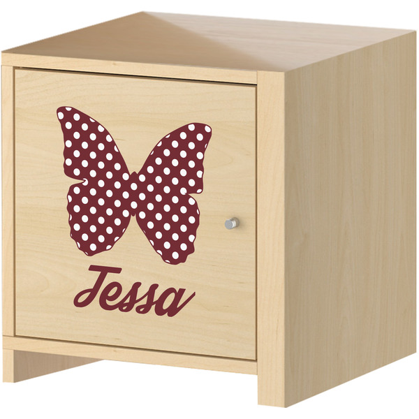 Polka Dot Butterfly Wall Graphic on Wooden Cabinet