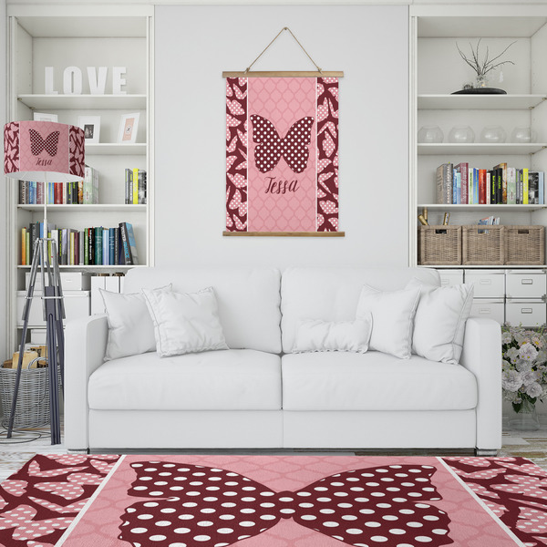 Polka Dot Butterfly Wall Hanging Tapestry - Portrait - IN CONTEXT