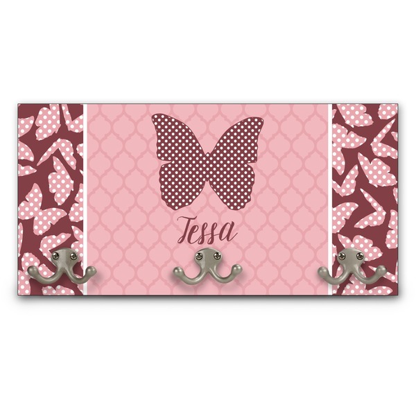 Custom Polka Dot Butterfly Wall Mounted Coat Rack (Personalized)