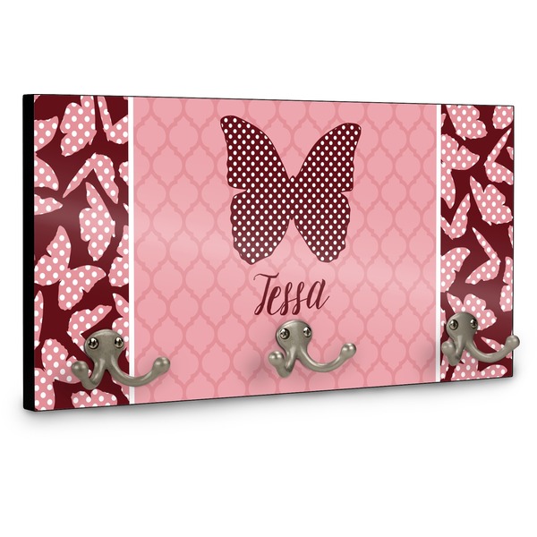 Polka Dot Butterfly Wall Mounted Coat Hanger - Side View