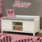 Polka Dot Butterfly Wall Name Decal Above Storage bench