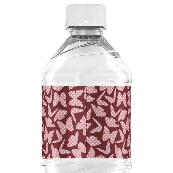 Polka Dot Butterfly Water Bottle Label - Back View