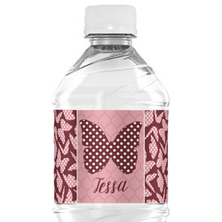 Polka Dot Butterfly Water Bottle Labels - Custom Sized (Personalized)