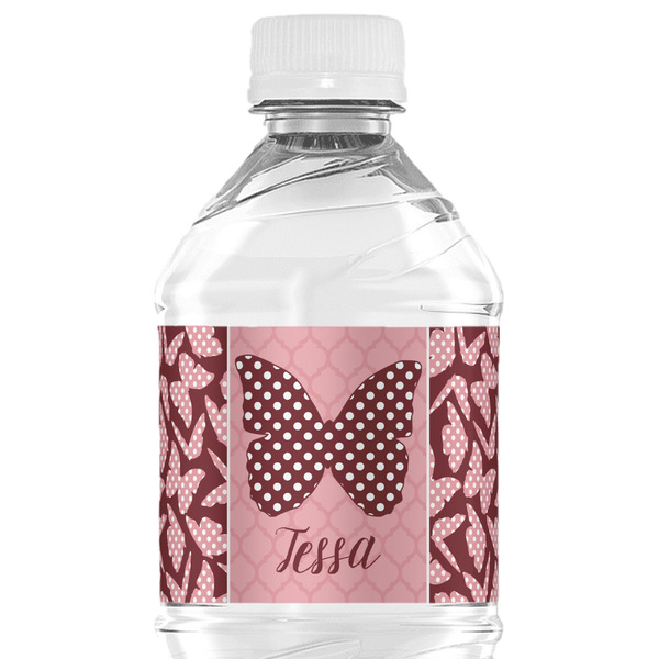 Custom Polka Dot Butterfly Water Bottle Labels - Custom Sized (Personalized)