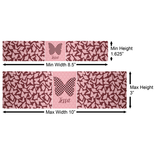 Polka Dot Butterfly Water Bottle Labels w/ Dimensions