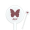 Polka Dot Butterfly White Plastic 5.5" Stir Stick - Round - Closeup