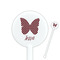 Polka Dot Butterfly 5.5" Round Plastic Stir Sticks - White - Single Sided (Personalized)