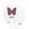 Polka Dot Butterfly White Plastic 5.5" Stir Stick - Single Sided - Round - Front & Back