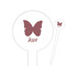 Polka Dot Butterfly White Plastic 6" Food Pick - Round - Closeup