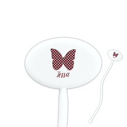 Polka Dot Butterfly Oval Plastic Stir Sticks (Personalized)
