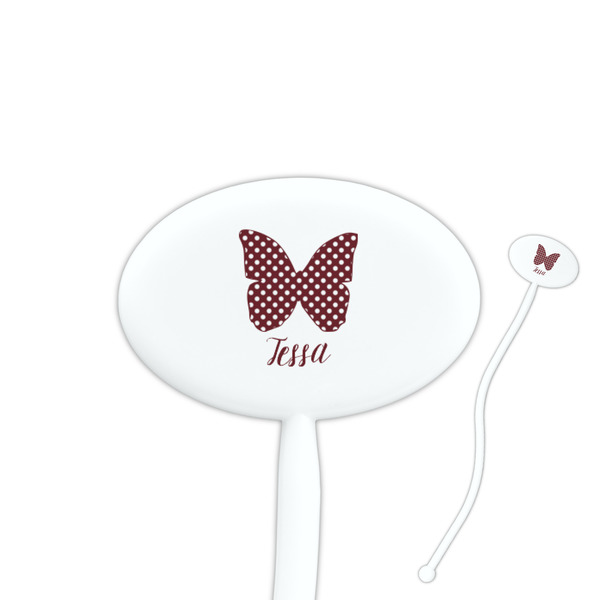Custom Polka Dot Butterfly Oval Plastic Stir Sticks (Personalized)